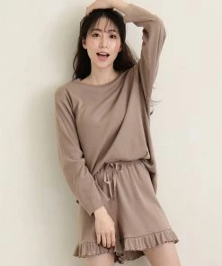 Aimerfeel Ribbed Cut-and-Sew Top-and-Bottom Set SLEEP