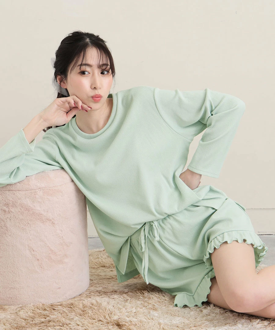 Aimerfeel Ribbed Cut-and-Sew Top-and-Bottom Set SLEEP