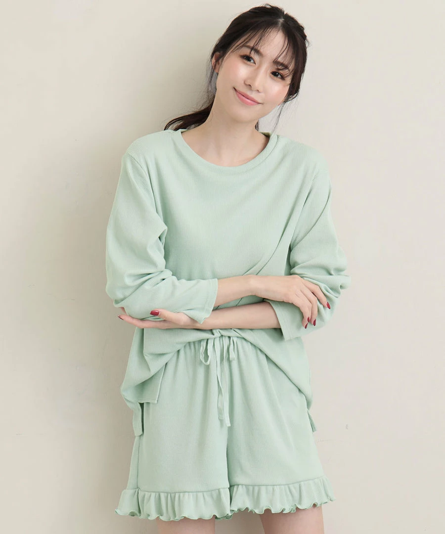 Aimerfeel Ribbed Cut-and-Sew Top-and-Bottom Set SLEEP