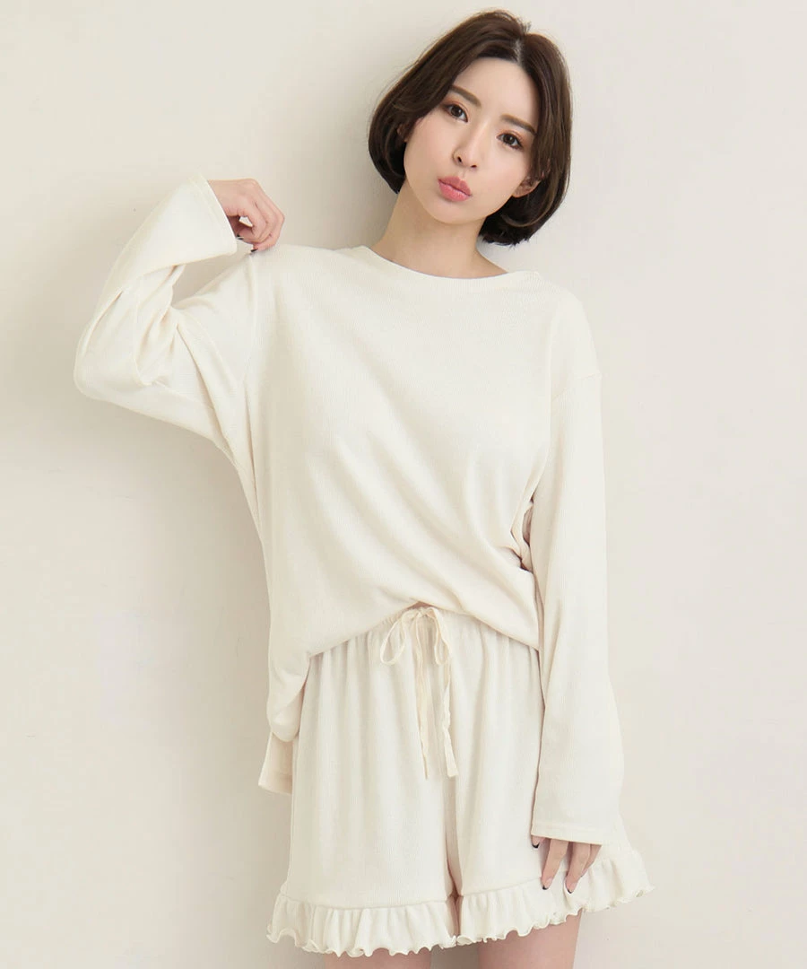 Aimerfeel Ribbed Cut-and-Sew Top-and-Bottom Set SLEEP