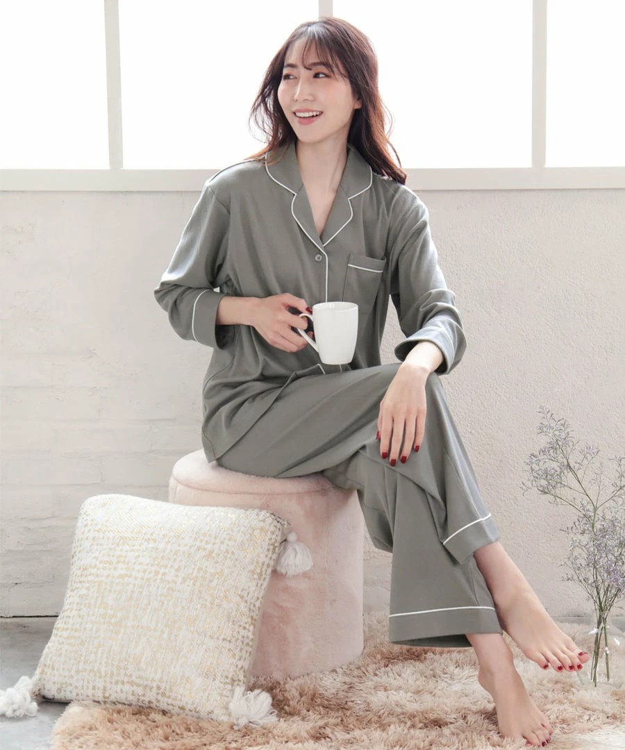 Aimerfeel One-color Standard Pajama Top-Bottom Set SLEEP