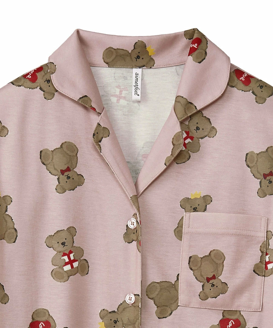 Aimerfeel Pajama Top-Bottom Set With Bear Heart Pattern SLEEP