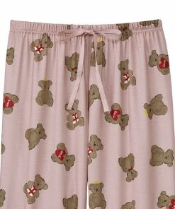 Aimerfeel Pajama Top-Bottom Set With Bear Heart Pattern SLEEP