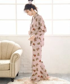 Aimerfeel Pajama Top-Bottom Set With Bear Heart Pattern SLEEP