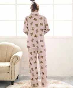 Aimerfeel Pajama Top-Bottom Set With Bear Heart Pattern SLEEP