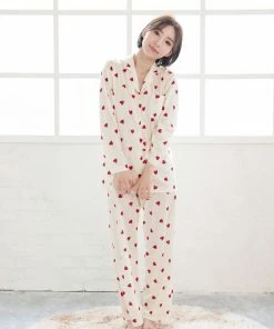 Aimerfeel Pajama Top-Bottom Set With Bear Heart Pattern SLEEP