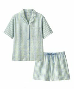 Aimerfeel SLEEP Cotton 100% Soccer Fabric Short Sleeve Pajamas Top-Bottom Set