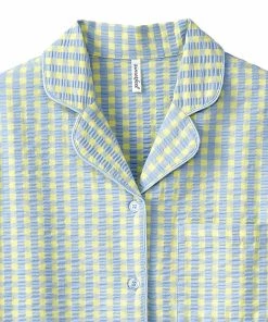 Aimerfeel SLEEP Cotton 100% Soccer Fabric Short Sleeve Pajamas Top-Bottom Set