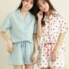 Aimerfeel SLEEP Cotton 100% Soccer Fabric Short Sleeve Pajamas Top-Bottom Set
