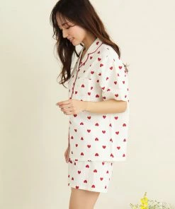 Aimerfeel SLEEP Cotton 100% Soccer Fabric Short Sleeve Pajamas Top-Bottom Set