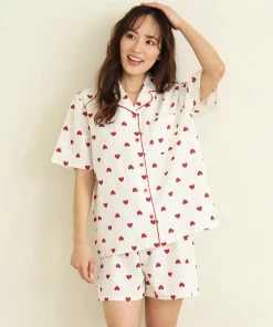 Aimerfeel SLEEP Cotton 100% Soccer Fabric Short Sleeve Pajamas Top-Bottom Set