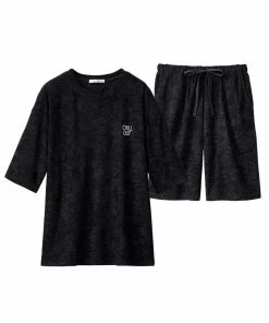 Aimerfeel SLEEP Pile Short Sleeve Top-Bottom Set With Unisex Sizing