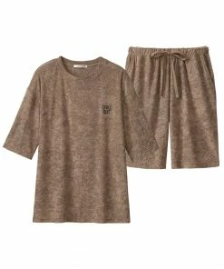 Aimerfeel SLEEP Pile Short Sleeve Top-Bottom Set With Unisex Sizing