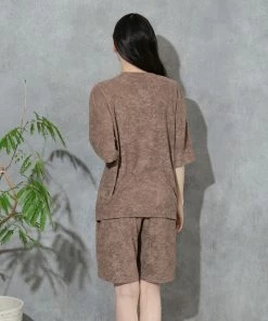 Aimerfeel SLEEP Pile Short Sleeve Top-Bottom Set With Unisex Sizing