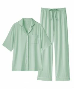 Aimerfeel Short Sleeve Cutsew And Long Pants Pajamas Top-Bottom Set SLEEP