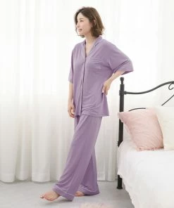 Aimerfeel Short Sleeve Cutsew And Long Pants Pajamas Top-Bottom Set SLEEP