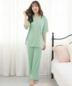 Aimerfeel Short Sleeve Cutsew And Long Pants Pajamas Top-Bottom Set SLEEP