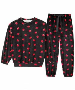 Aimerfeel Soft Boa Fleece Pajamas Top And Bottom Set