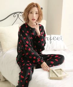 Aimerfeel Soft Boa Fleece Pajamas Top And Bottom Set