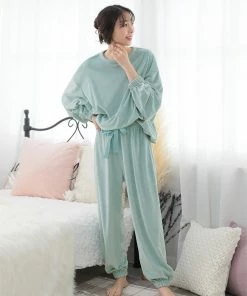 Aimerfeel Soft Boa Fleece Pajamas Top And Bottom Set