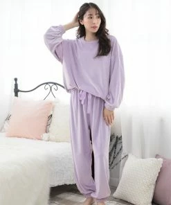 Aimerfeel Soft Boa Fleece Pajamas Top And Bottom Set