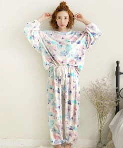 Aimerfeel Soft Boa Fleece Pajamas Top And Bottom Set