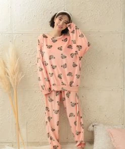 Aimerfeel Soft Boa Fleece Pajamas Top And Bottom Set