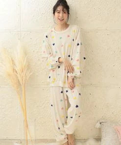 Aimerfeel Soft Boa Fleece Pajamas Top And Bottom Set