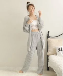 Aimerfeel Rib Chiffon Knit Long Pant