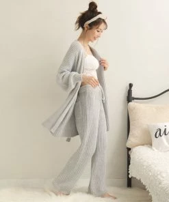 Aimerfeel Rib Chiffon Knit Long Pant