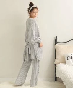 Aimerfeel Rib Chiffon Knit Long Pant