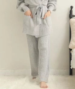Aimerfeel Rib Chiffon Knit Long Pant