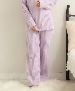 Aimerfeel Rib Chiffon Knit Long Pant