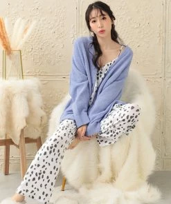 Aimerfeel Dalmatian Knit 3piece Loungewear Set
