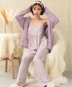 Aimerfeel Dalmatian Knit 3piece Loungewear Set