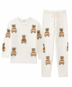Aimerfeel Bear Chenille Yarn Top And Bottom Set SLEEP