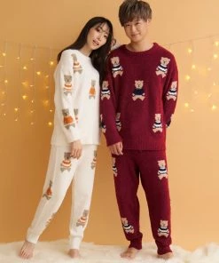 Aimerfeel Bear Chenille Yarn Top And Bottom Set SLEEP