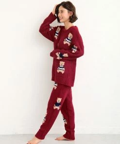 Aimerfeel Bear Chenille Yarn Top And Bottom Set SLEEP