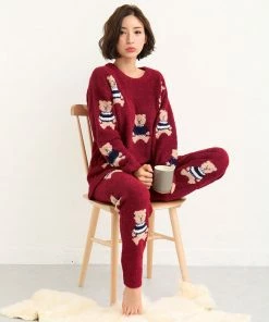 Aimerfeel Bear Chenille Yarn Top And Bottom Set SLEEP