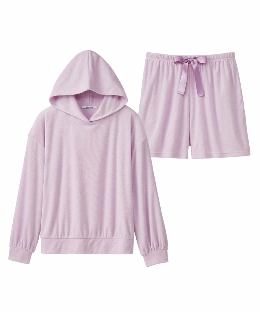 Aimerfeel Hooded Hoodie And Shorts Top-and-Bottom Set SLEEP
