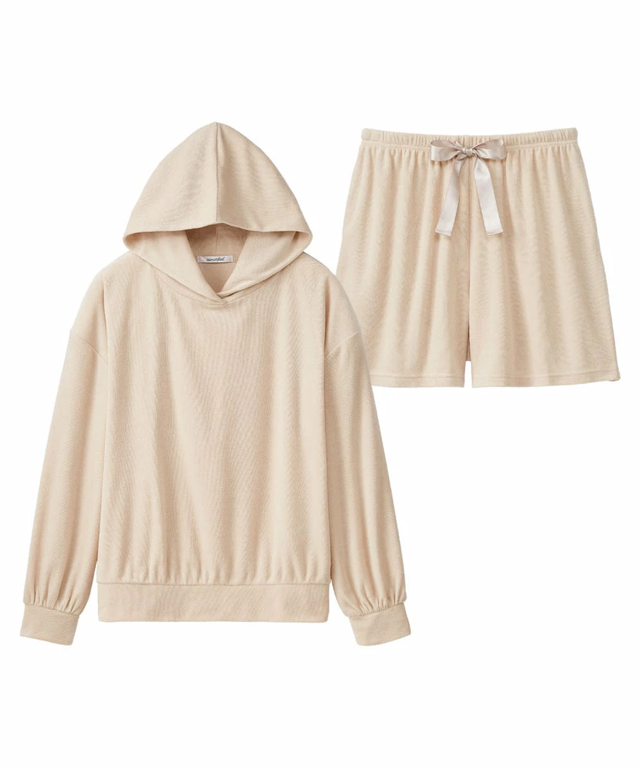 Aimerfeel Hooded Hoodie And Shorts Top-and-Bottom Set SLEEP