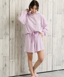 Aimerfeel Hooded Hoodie And Shorts Top-and-Bottom Set SLEEP