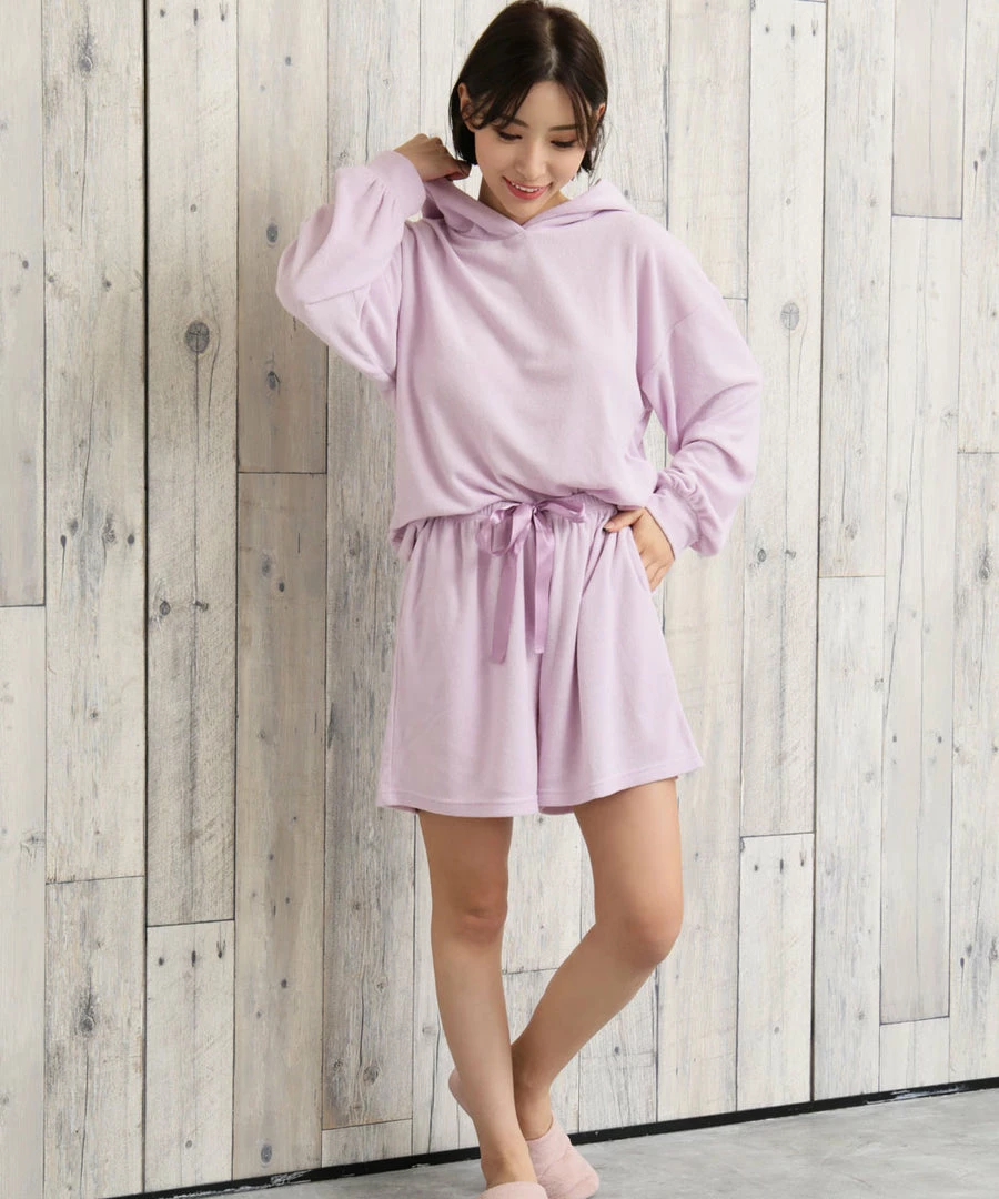 Aimerfeel Hooded Hoodie And Shorts Top-and-Bottom Set SLEEP