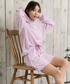 Aimerfeel Hooded Hoodie And Shorts Top-and-Bottom Set SLEEP