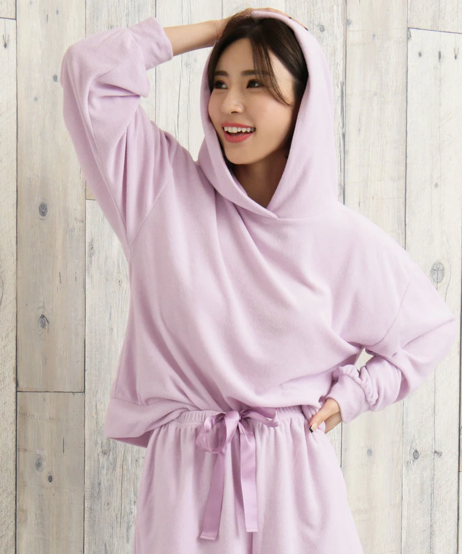 Aimerfeel Hooded Hoodie And Shorts Top-and-Bottom Set SLEEP