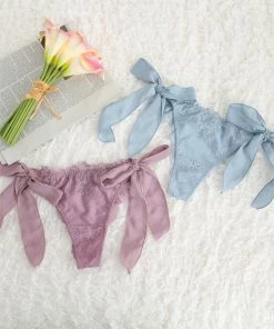 Aimerfeel Chiffon Tie-up Bow Ribbon Thong Panty PANTIES